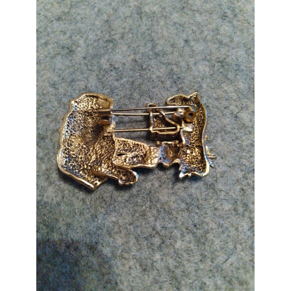 Vintage Gold Tone Lion Brooch Giraffe Tiger Animal‎ Safari Statement Pin - Picture 3 of 3